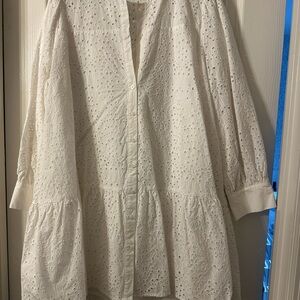 White Eyelet Button-Up dress